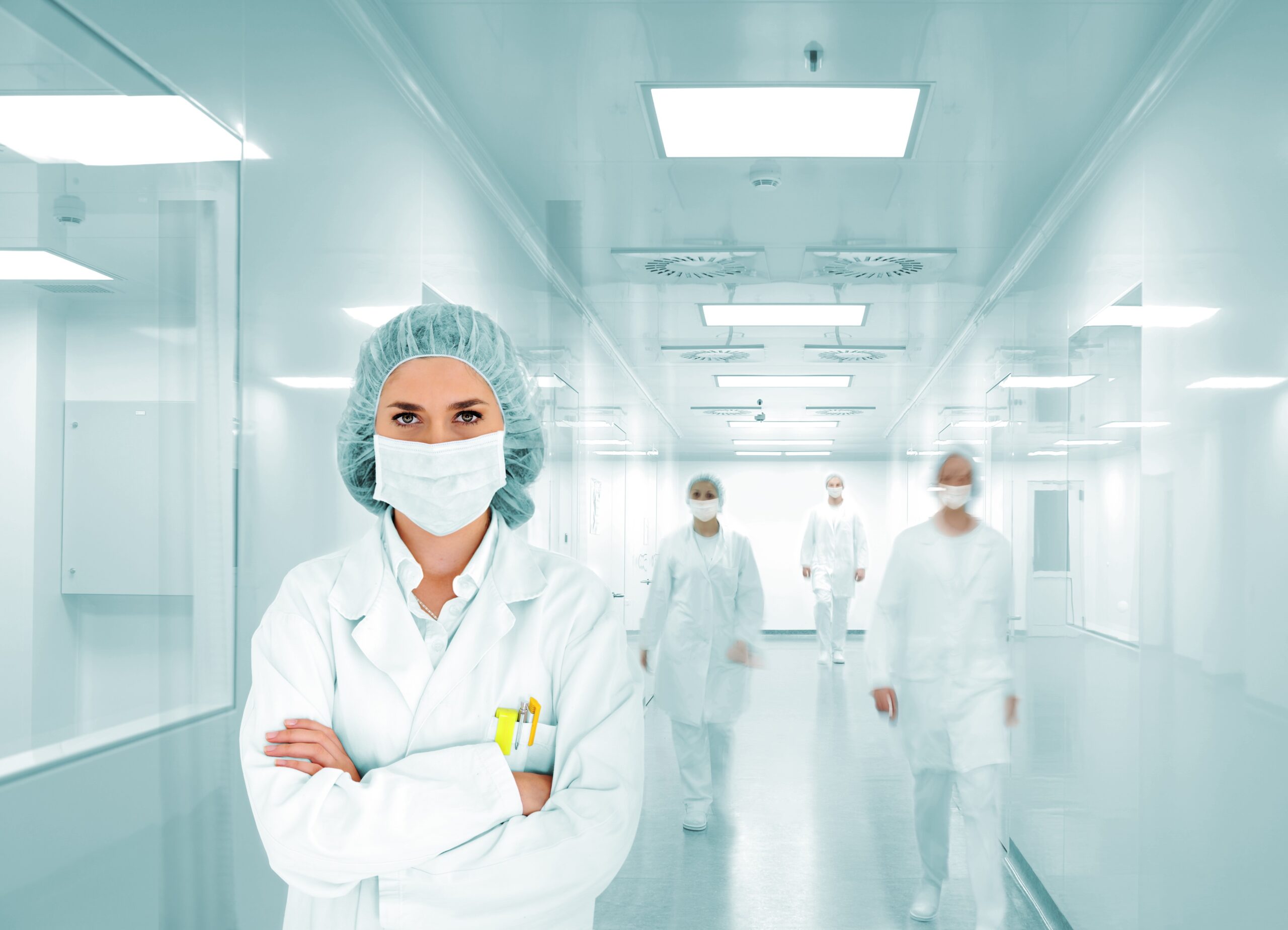 Scientists team at modern hospital lab